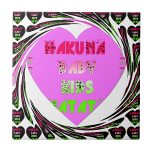 Baby Pink  Hearts Hakuna Matata Baby Kids Design.p Tile