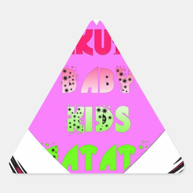 Baby Pink  Hearts Hakuna Matata Baby Kids Design.p Triangle Sticker (Front)