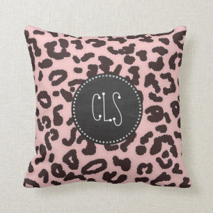 Baby Pink Leopard Animal Print; Chalkboard Throw Pillow