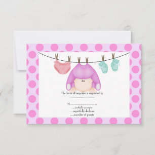 baby pink line baby rsvp spot card