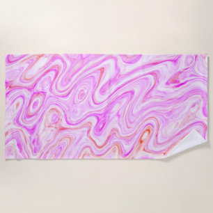 Baby Pink Marble Texture Abstract Liquid Paint Beach Towel