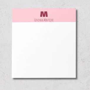 Baby Pink Personalized Name Letter Monogram Note
