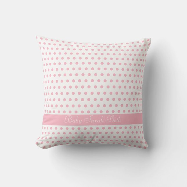 Baby Pink Polkadot Pattern Throw Pillow (Front)