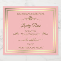 Baby Pink Product Label Gold Frame Vintage Rose