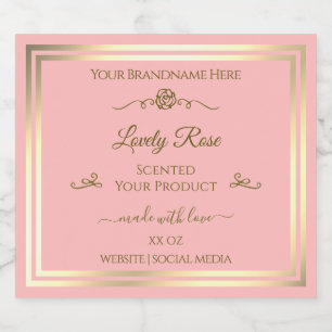 Baby Pink Product Label Gold Frame Vintage Rose