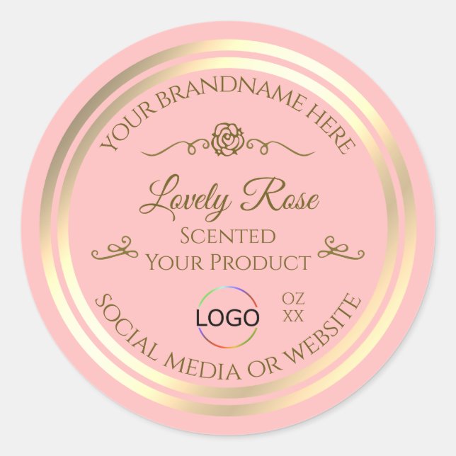 Baby Pink Product Label with Gold Frame and Logo (Front)