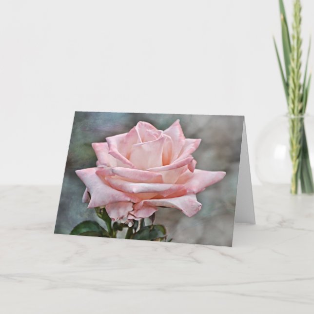 Baby Pink Rose Art Note Card (Front)
