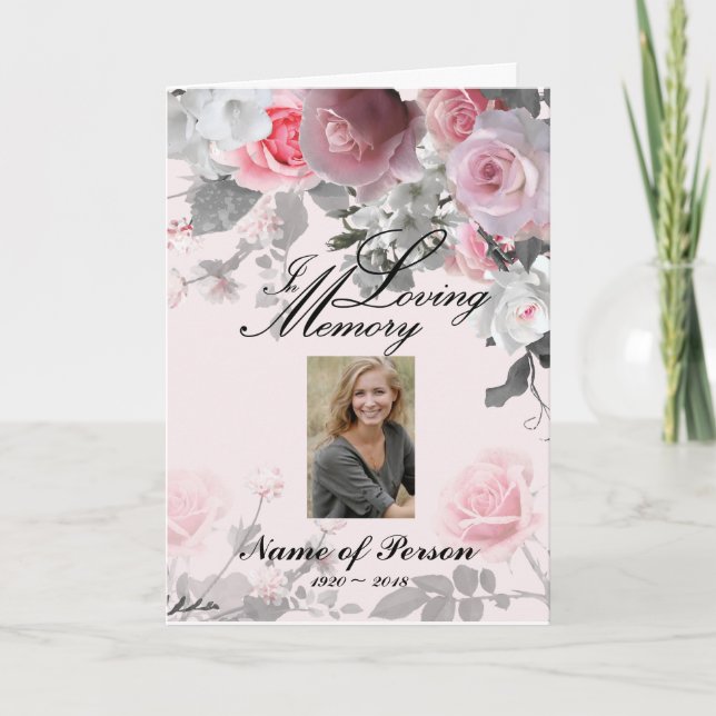 Baby Pink Roses Funeral Program (Front)