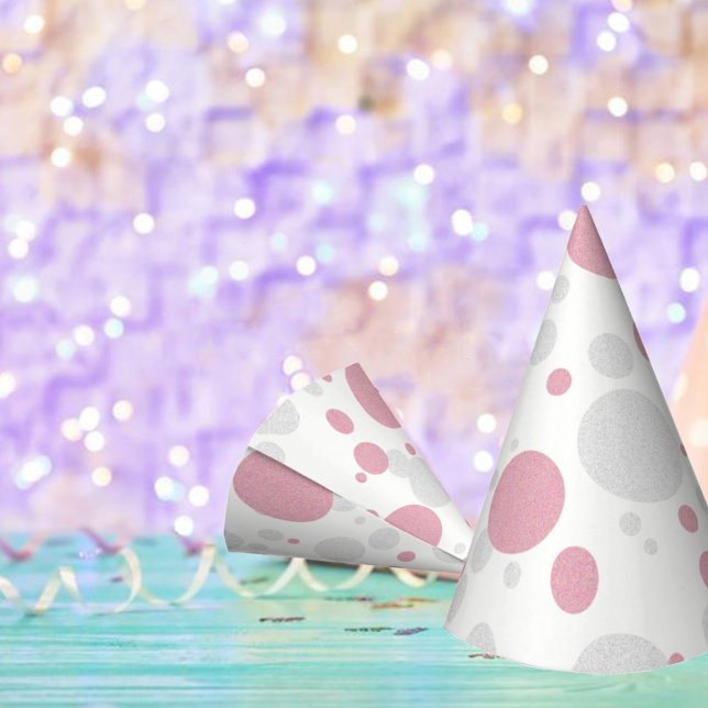 BABY Pink & Silver Polka Dot Couture Party Hat (Creator Uploaded)