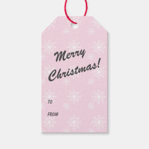 Baby Pink Snowflake Print Merry Christmas Gift Tags