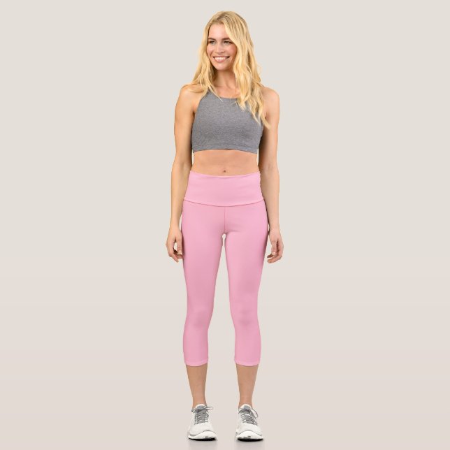 Baby pink solid colour capri leggings (Front)