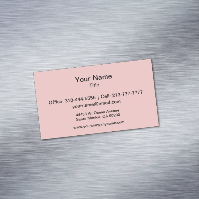 Baby Pink Solid Colour Customize It Magnetic Business Card (In Situ)