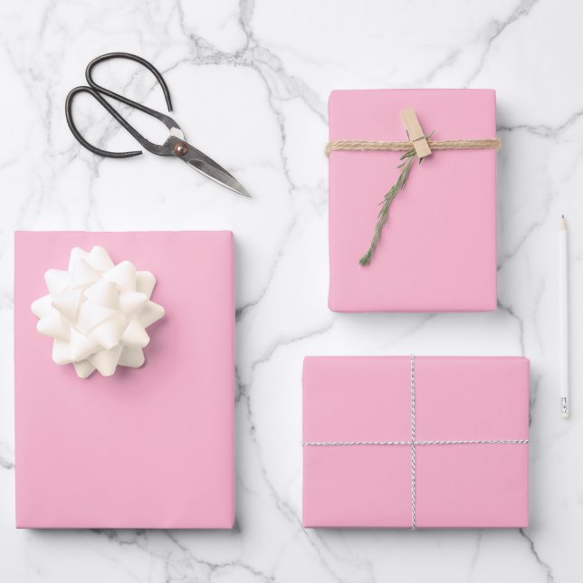 Baby pink solid colour wrapping paper sheet (Front)