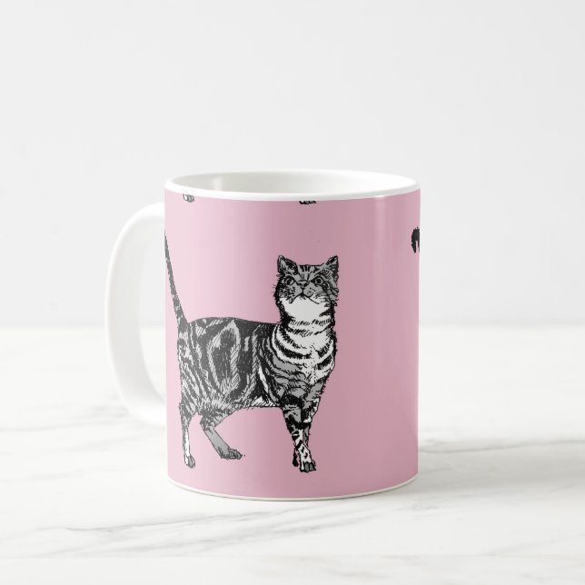 Baby Pink Tabby cat Cats Art Mug (Front Left)
