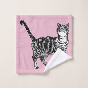 Baby Pink Tabby Cat Cats Girls Art Wash Cloth