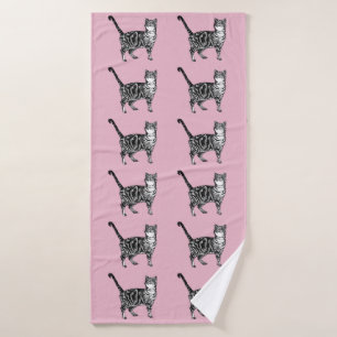 Baby Pink Tabby Chat Chats Filles Art Serviette de