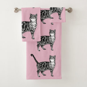 Baby Pink Tabby Chat Chats Filles Ensemble de serv