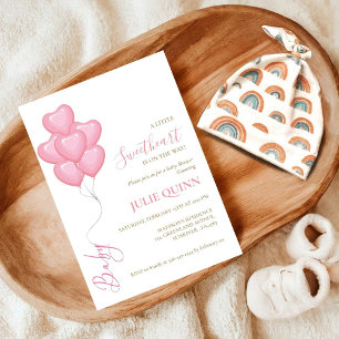 Baby Pink Watercolor Balloon Boho Baby Shower Invitation