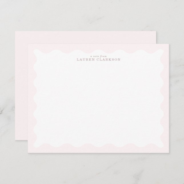Baby Pink Wavy Frame Note Card (Front/Back)