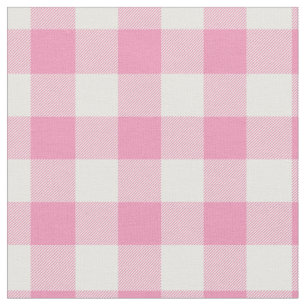 Baby Pink & White Gingham Plaid Fabric