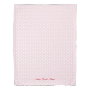 Baby Pink White Polka Dots Pattern Monogrammed Duvet Cover
