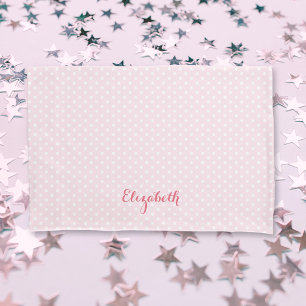 Baby Pink White Polka Dots Pattern Monogrammed Pillowcase