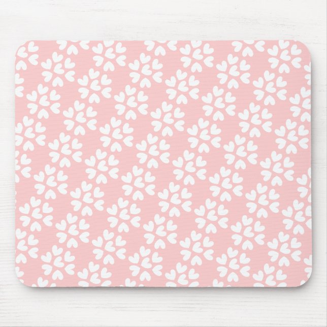 Baby Pink White Sweet Hearts Pattern Mouse Pad (Front)