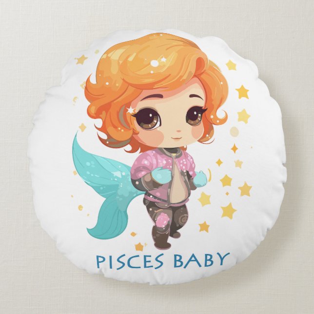 Baby Pisces Round Pillow (Front)