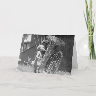 Baby Playing Tuba, 1923 Card