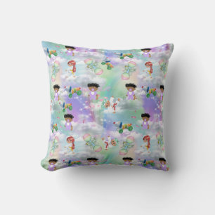 Baby Playmates with Rainbows and Clouds Throw Pillow