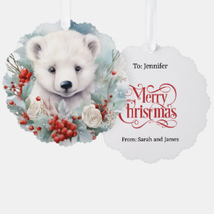 Baby Polar Bear Cub Gift Tag Ornament Card