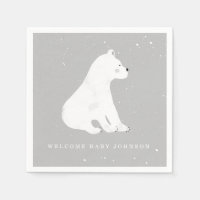 Baby Polar Bear Grey Winter Baby Shower