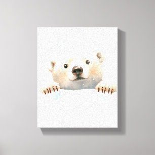 Baby Polar Bear In the Snow Nursery art canvas