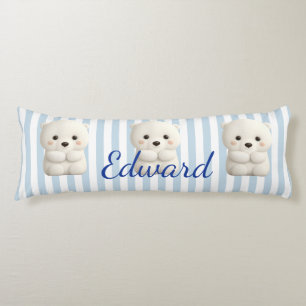 Baby Polar Bear on Stripes Body Pillow