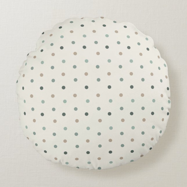 Baby polka dot pattern in blue tones round pillow (Front)