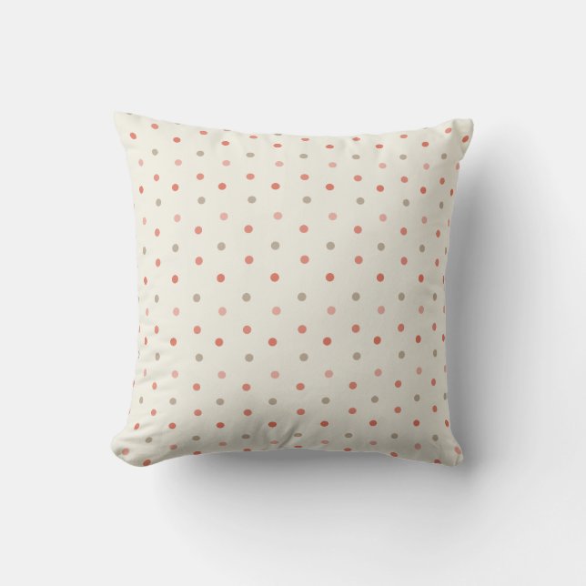 Baby polka dot pattern in warm tones throw pillow (Front)