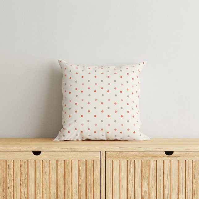 Baby polka dot pattern in warm tones throw pillow (Creator Uploaded)