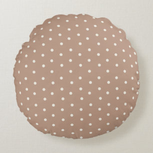 Baby polka dot pattern on brown background round pillow