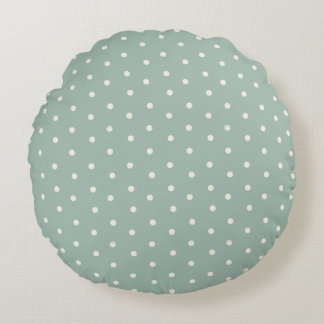 Baby polka dot pattern on green blue background round pillow