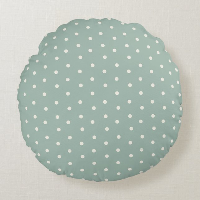 Baby polka dot pattern on green blue background round pillow (Front)