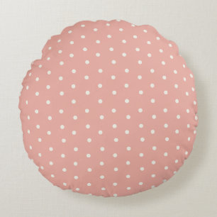 Baby polka dot pattern on pink background round pillow