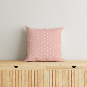 Baby polka dot pattern on pink background throw pillow