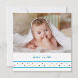 Baby Polka Dots Custom Photo Naming Ceremony Announcement