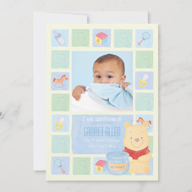 Baby Pooh and Hunny Birth Announcement (Front)