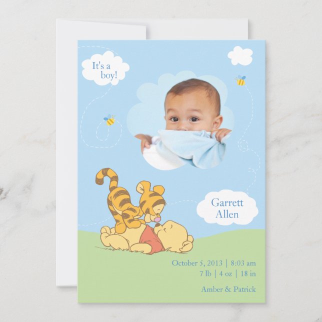 Baby Pooh et Faire-part de naissance de tigre (Devant)