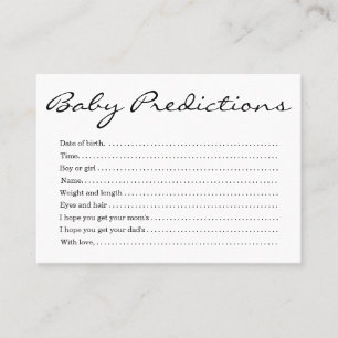 Baby Prediction Card Baby Shower - Simple