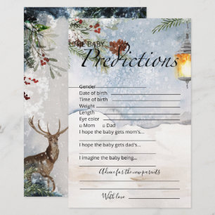 Baby predictions advice card evergreen baby shower