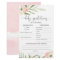 Baby predictions advice card pink greenery gold