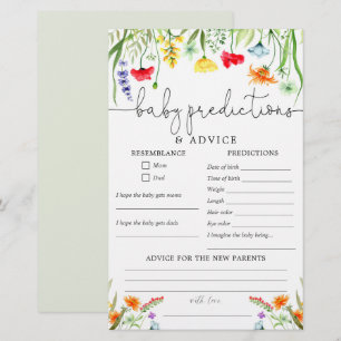 Baby predictions advice card spring wildflowers