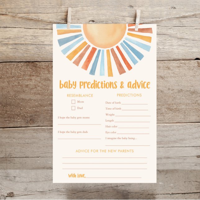 Baby predictions advice card sunshine boho sun (Creator Uploaded)